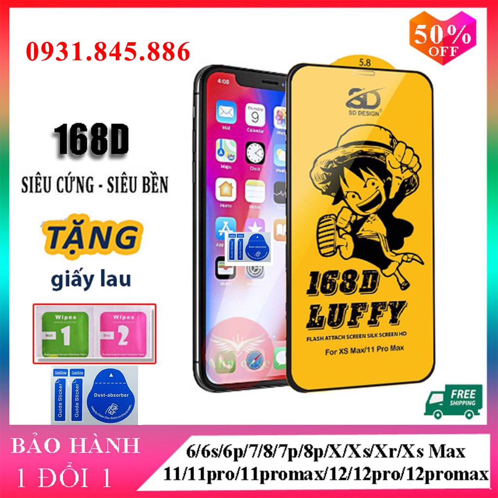 ⚡Loại Tốt⚡Kính cường lực iPhone 168D Full Màn SD DESIGN ip 6/6s plus/7 plus/8 plus/x/xr/xs max/11/11/pro/11/12/13 promax