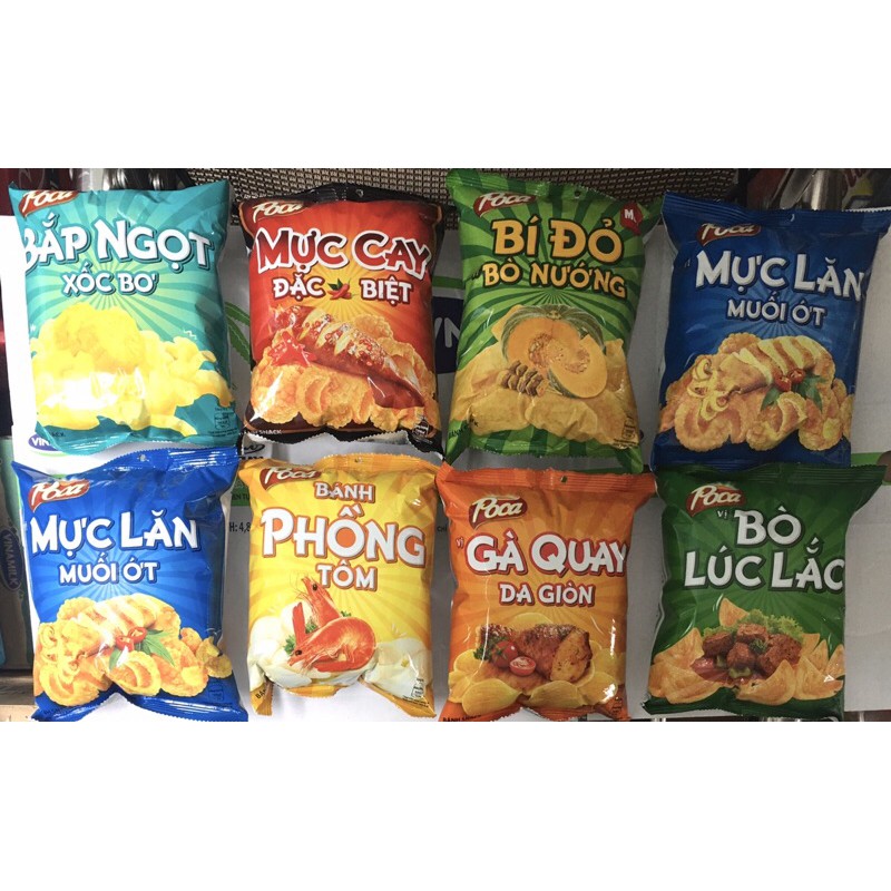 Bánh Snack Poca [Tôm hùm nướng, Mực cay đặc biệt, Phồng tôm, Mực lăn muối ớt, Bí đỏ nướng, Bắp rang bơ, Bò lúc lắc] 37g