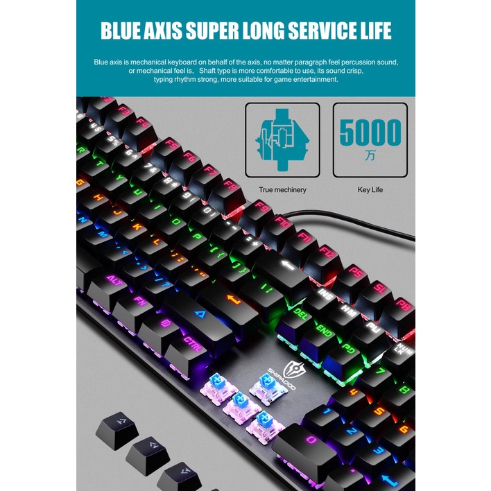 Bàn Phím Cơ JK300 104 Phím Chuyên Dụng Cho Game Thủ