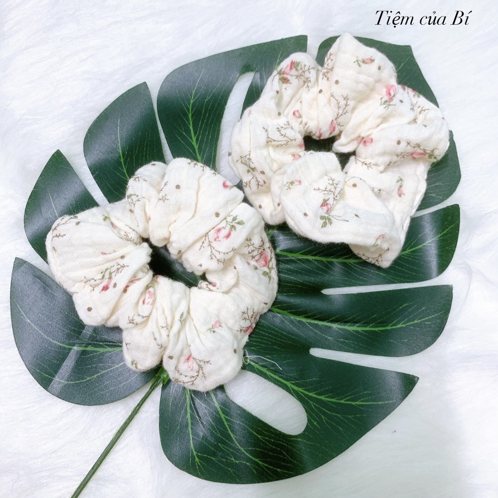[Handmade] Scrunchies buộc tóc Muslin cao cấp họa tiết dễ thương hot trend
