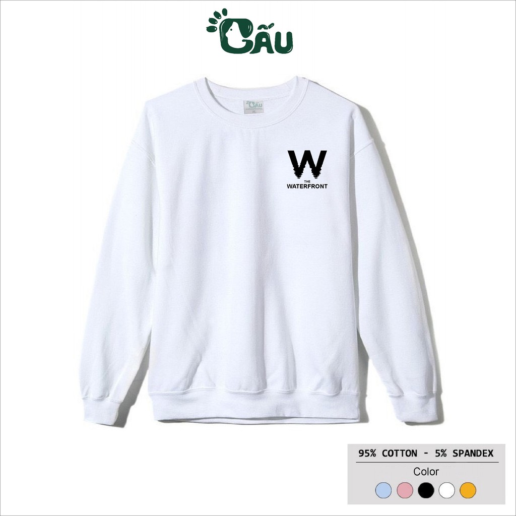 Áo sweater GẤU 194 vải thu đông co dãn, dày dặn mềm mịn form rộng phong cách Unisex - SW Warter Front