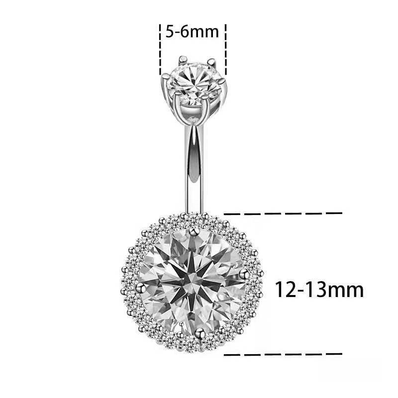 Khuyên Rốn Đính Đá Zircon Bằng Bạc S925 Phong Cách Âu Mỹ Cá Tính
