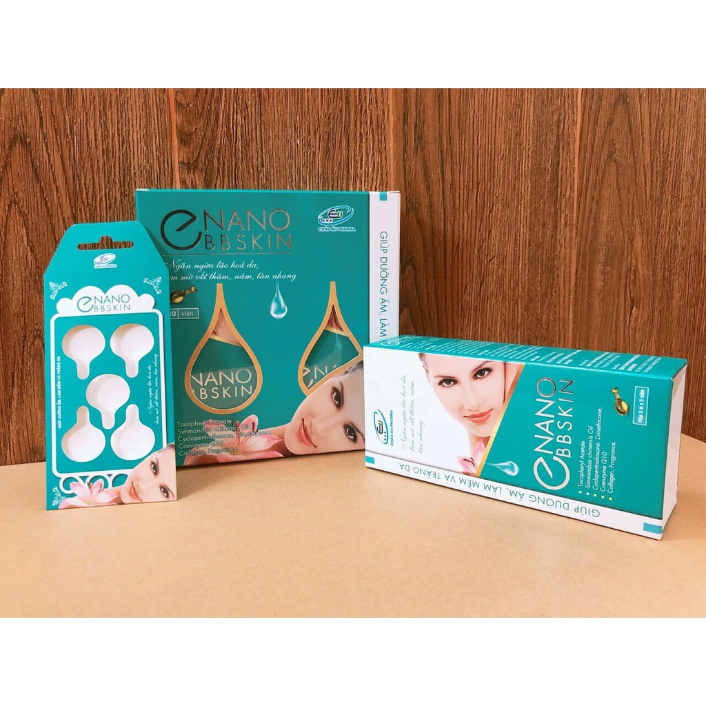 1 VỈ x 5 VIÊN SERUM VITAMIN E BÔI DƯỠNG DA CAO CẤP, GIÚP DA MẶT SÁNG MỊN - LÀM MỜ VẾT THÂM, NÁM CÓ TRONG E NANO BB SKIN