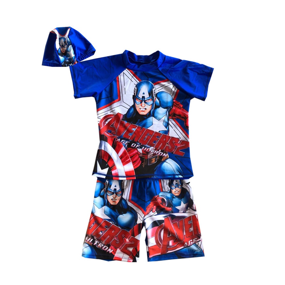 Bộ đồ bơi cho bé trai Bộ đồ bơi 20 năm mới Người nhện Captain America Siêu nhân Anime Đồ bơi cho trẻ em 3pcs