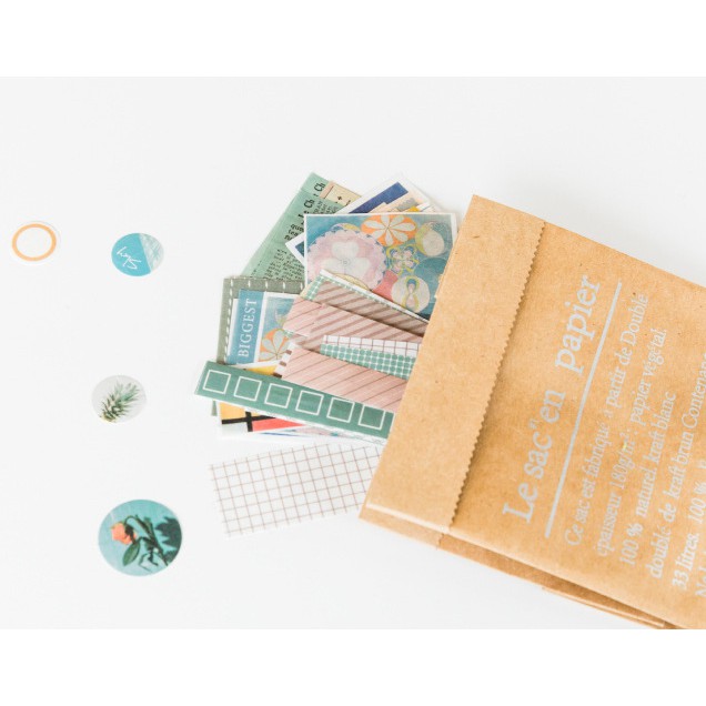 KimiTape Giấy nền và Sticker vintage POCKET TAPES - Bộ 40 hình trang trí Bullet Journal