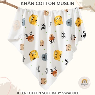 Khăn Cotton đa năng cho bé - Khổ 85x85 - Hàng cao cấp siêu mềm [TÚI ZIP]