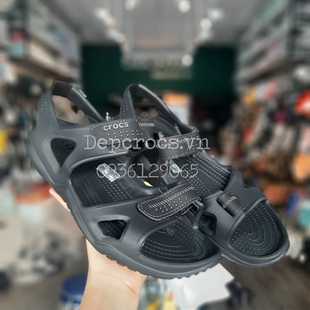 Sandal crocs river nam, sandal cross swiftwater nam nhựa nguyên khối đế chống trơn trượt - Crocs house