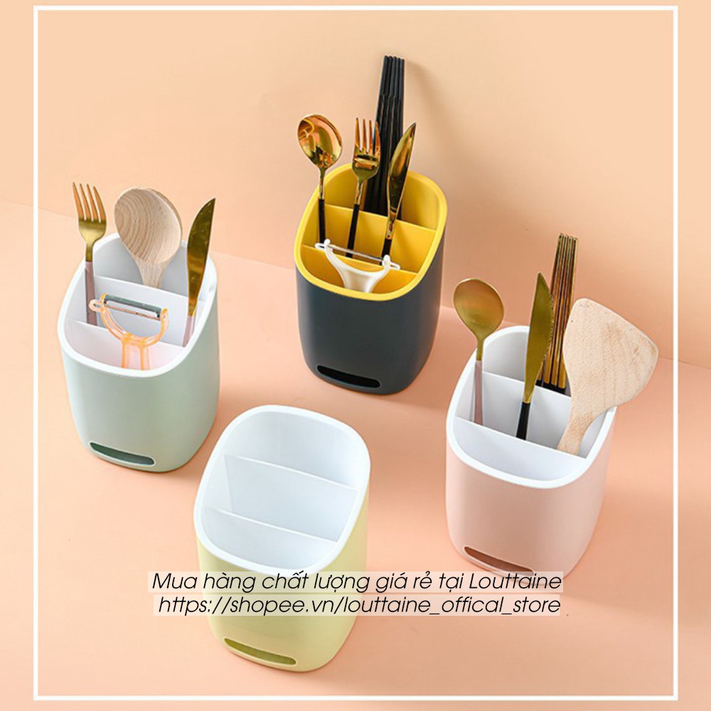 Giỏ ổng đựng đũa thìa đồ dùng nhà bếp 2 lớp đa năng, chất liệu nhựa cao cấp màu sắc bắt mắt | BigBuy360 - bigbuy360.vn