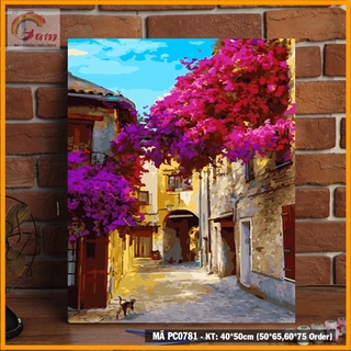Tranh tự tô màu số hóa Tranhsohoavn phong cảnh góc phố hoa giấy Provence PC0781