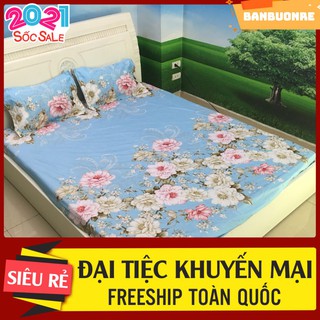 Xả kho 5 ngày Bộ ga gối 1m2 poly hoa trà