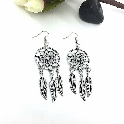 Bông Tai Hình Dreamcatcher Lông Vũ Thanh Lịch Cho Nữ