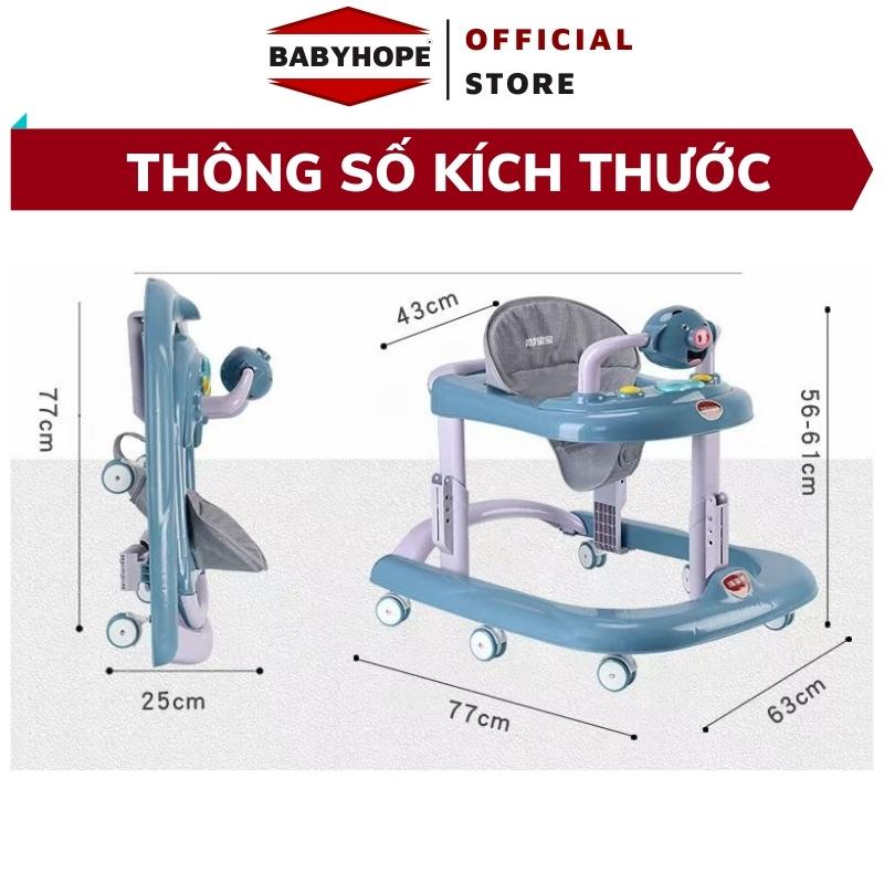 Xe tập đi chữ U cho bé BABYHOPE, điều chỉnh độ cao, có bàn phát nhạc kèm bàn ăn bảo hành 1 năm