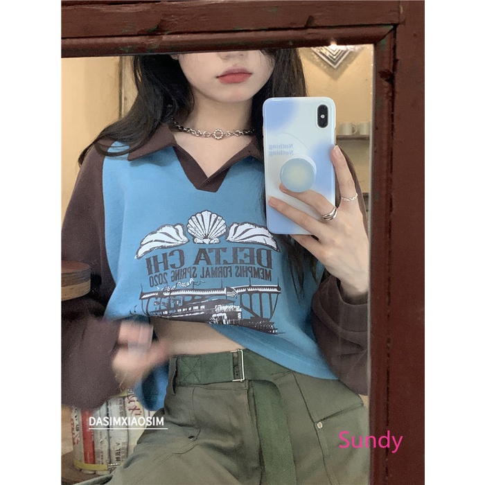 Áo Sơ Mi Tay Dài In Họa Tiết Khối Màu Phong Cách Vintage Thời Trang Mùa Thu Dành Cho Nữ Plus Size