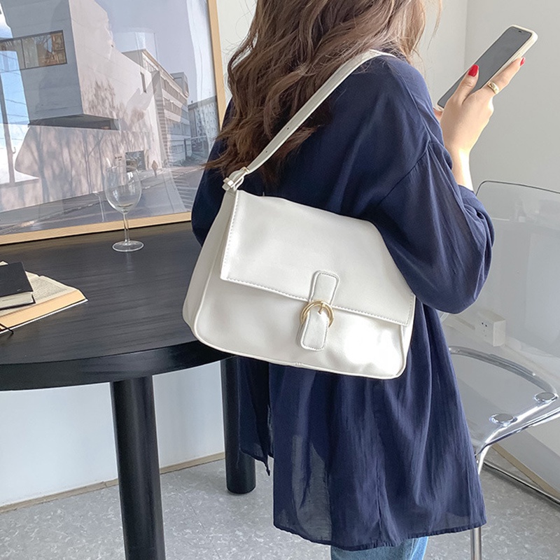 Túi đeo chéo màu sắc đơn giản sức chứa lớn có khóa thời trang cho nữ