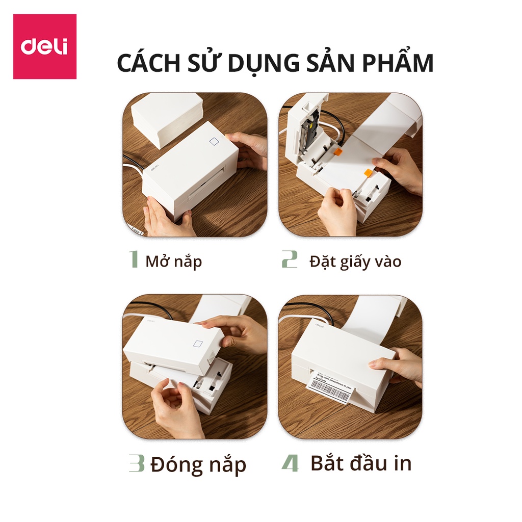 Tệp 1000 Giấy In Nhiệt Tự Dính Deli - 3 Lớp Size A6 A7 80x120 Cho Đơn Hàng Thương Mại Điện Tử, Mã Vạch, Hóa Đơn