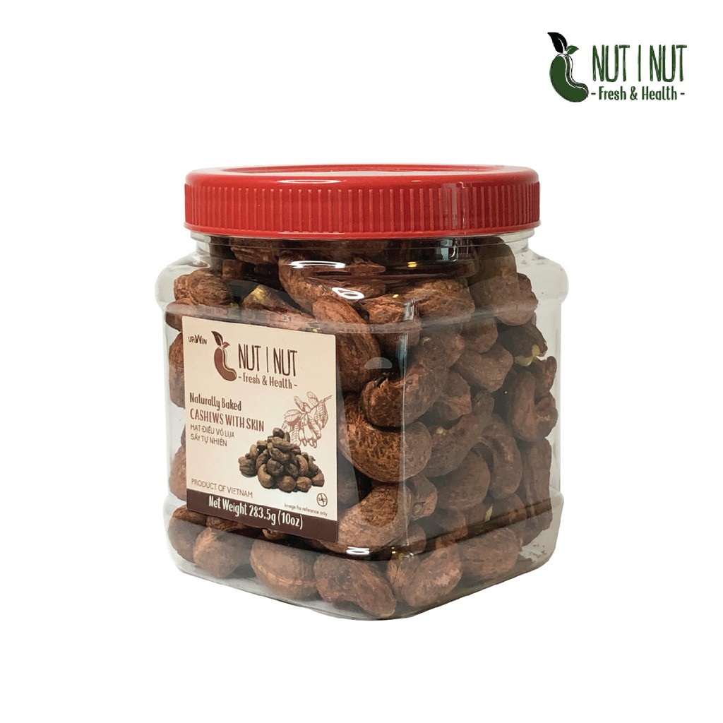 Hạt điều NUT I NUT vỏ lụa sấy tự nhiên hũ 283.5 gram