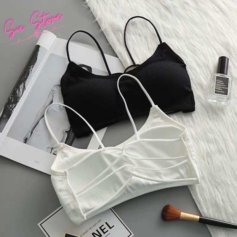 Áo Bra Thun 2 Dây Cotton Co Giãn Thoải Mái, Áo Lót Nữ Hở Lưng [Mút Có Thể Thay Thế] - 266