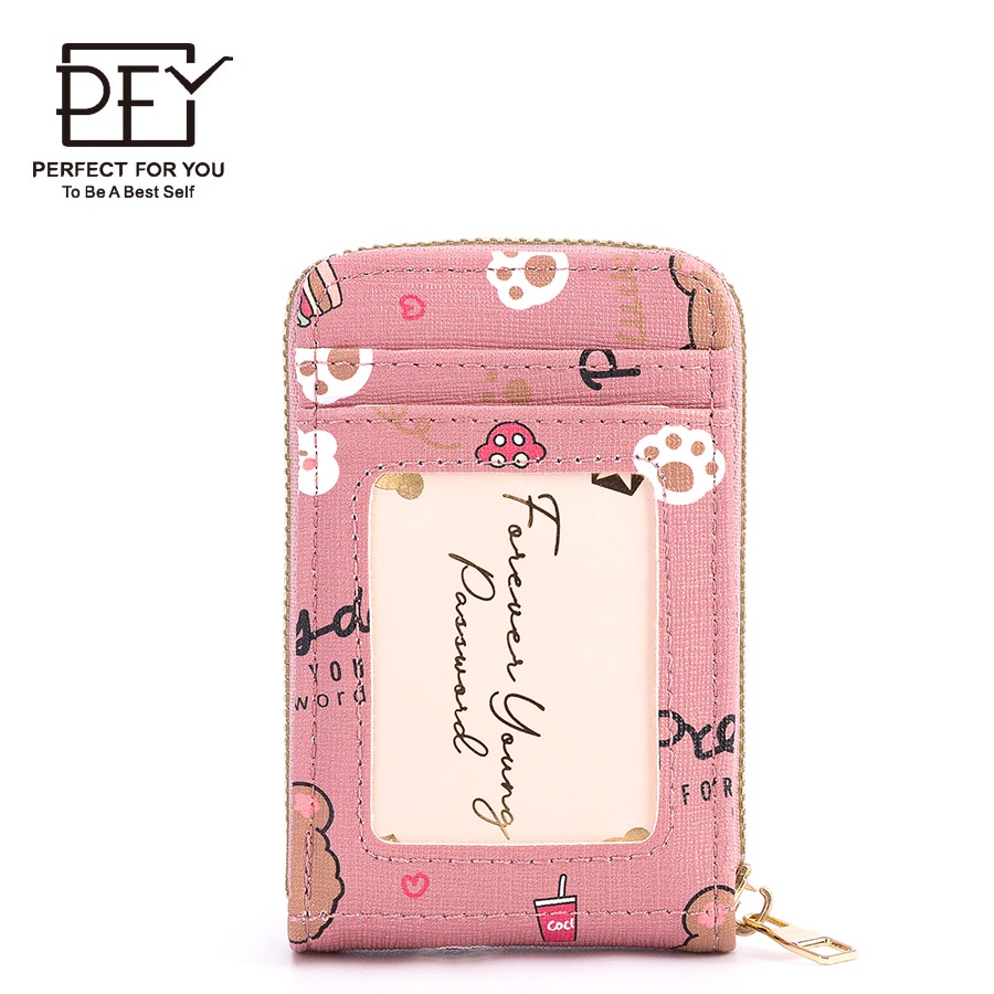 Ví mini PERFECT FOR YOU đựng thẻ in hình gấu hoạt hình dễ thương cho nam nữ