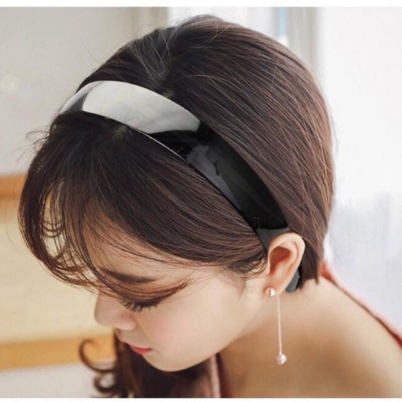 Bờm Cài Tóc Retro Hoạ Tiết Trơn Phong Cách Hàn Quốc