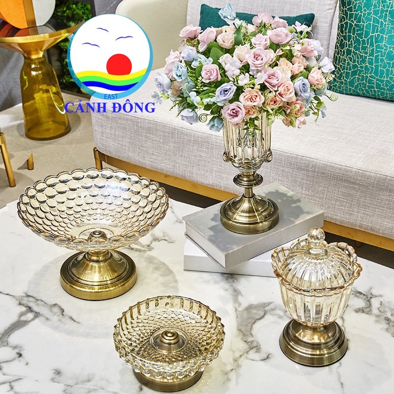 Khay đựng hoa quả pha lê đẹp chân đế trang nhã sang trọng size đường kính đĩa 20 cm