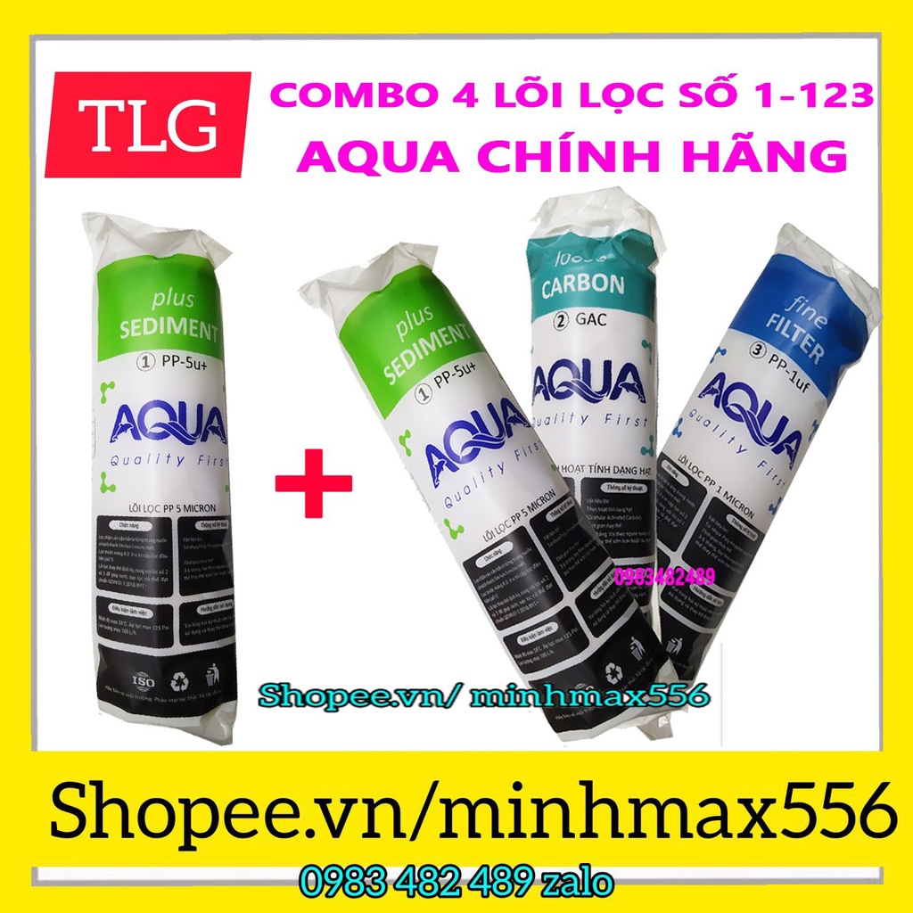 COMBO 5 LÕI LỌC AQUA CAO CẤP - GỒM 3 SỐ 1 - 1 SỐ 2 - 1 SỐ 3 | DÙNG CHO 9 THÁNG