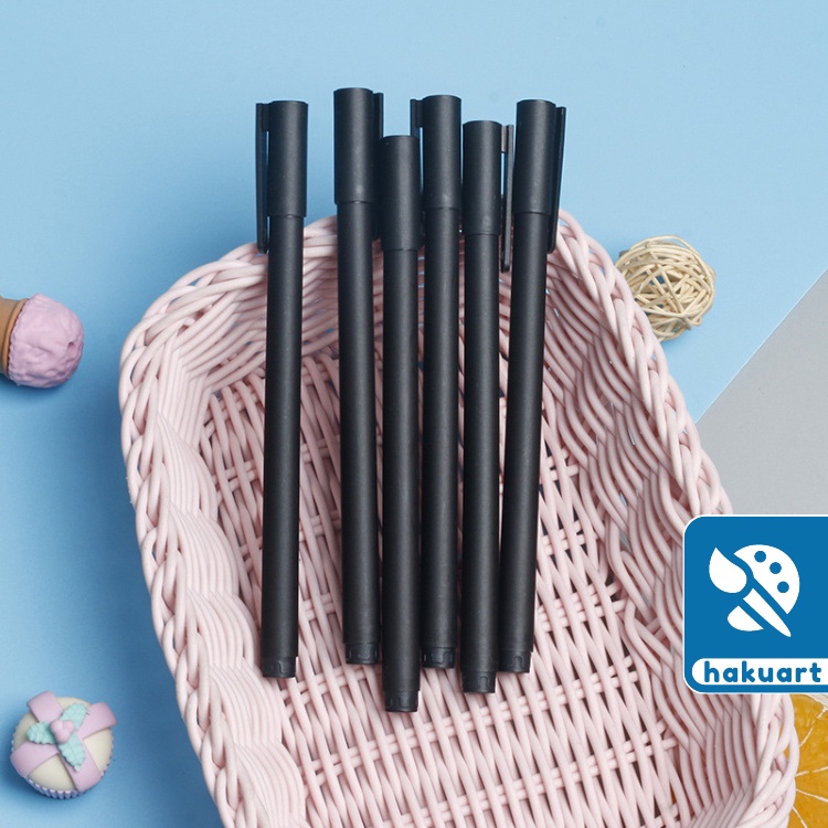 Bút Gel Nắp Đen Nhám Mực Đen 0.5mm - Văn Phòng Phẩm Haku
