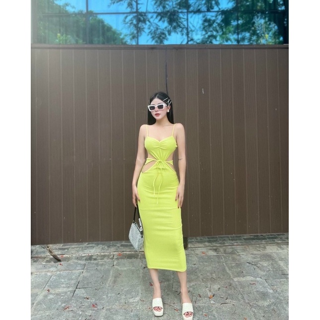 ĐẦM BODY HAI DÂY HỞ EO DÁNG DÀI SEXY