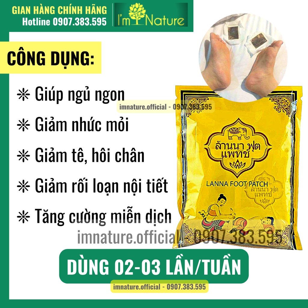 10 Miếng Dán Thải Độc Chân Thái Lan Lanna Foot Patch - Thải Độc Lòng Bàn Chân Giảm Nhức Mỏi Ngủ Ngon