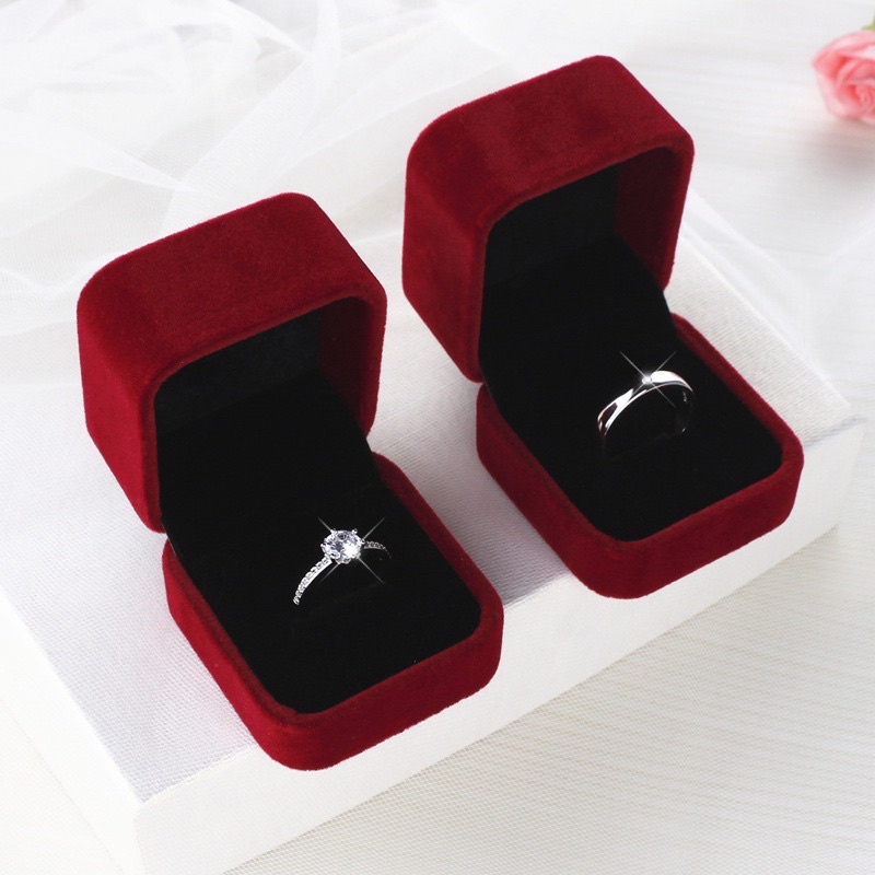 Hộp đựng nhẫn nhung đỏ cao cấp MINA JEWELRY