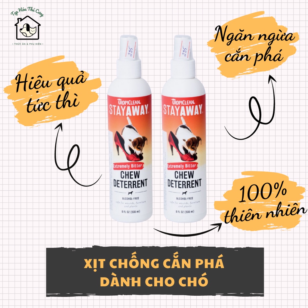 Xịt chống căn phá đồ Tropiclean dành cho chó 236ml xuất xứ Mỹ
