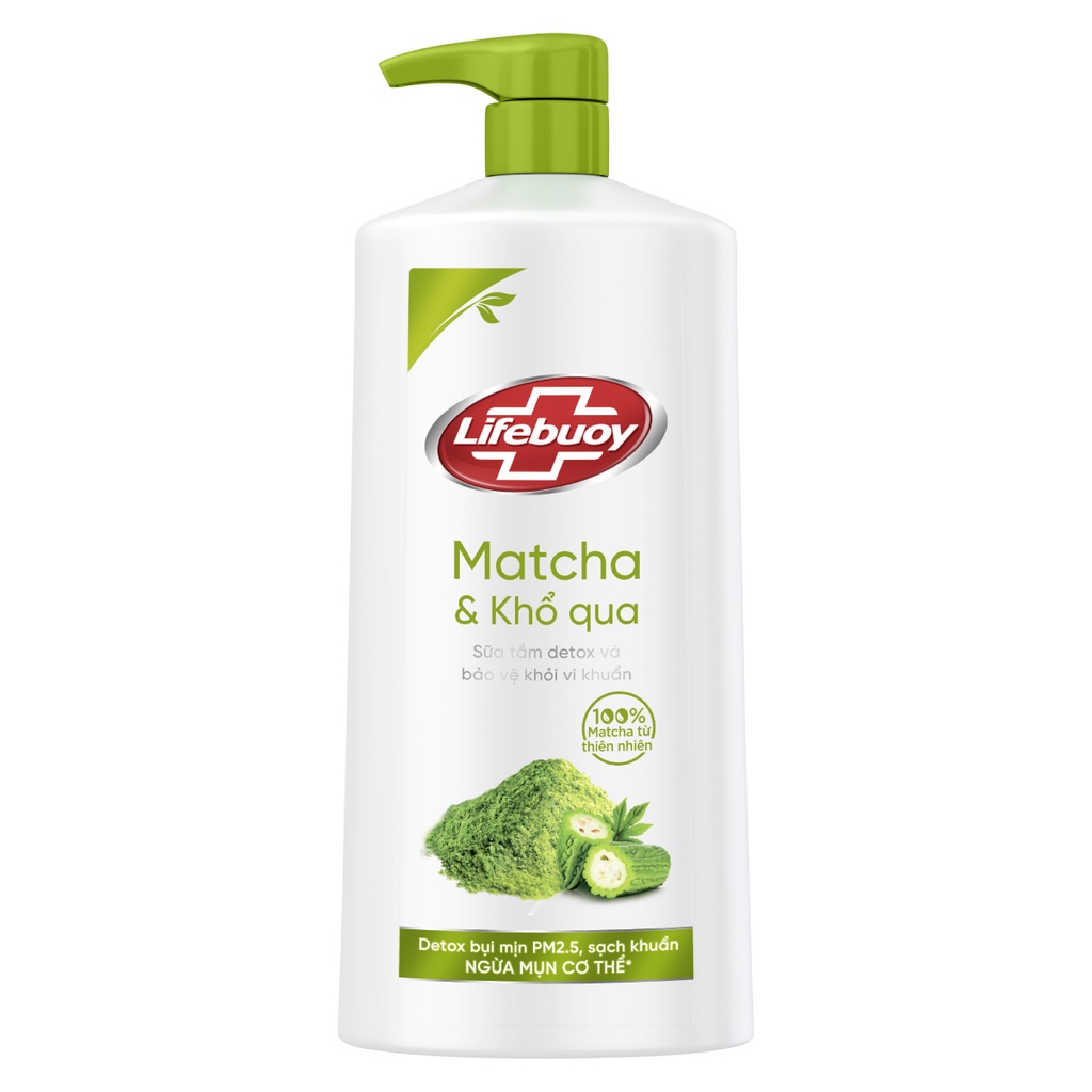 sữa tắm lifebuoy matcha khổ qua /than hoạt tính chai 850g [Tặng khăn mặt]