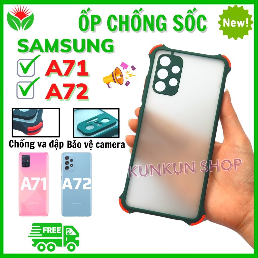 ⚡Bảo vệ Camera⚡Ốp lưng Chống sốc cho Samsung A71/ A72 - Chất liệu Nhám Cao cấp - Chống va đập.