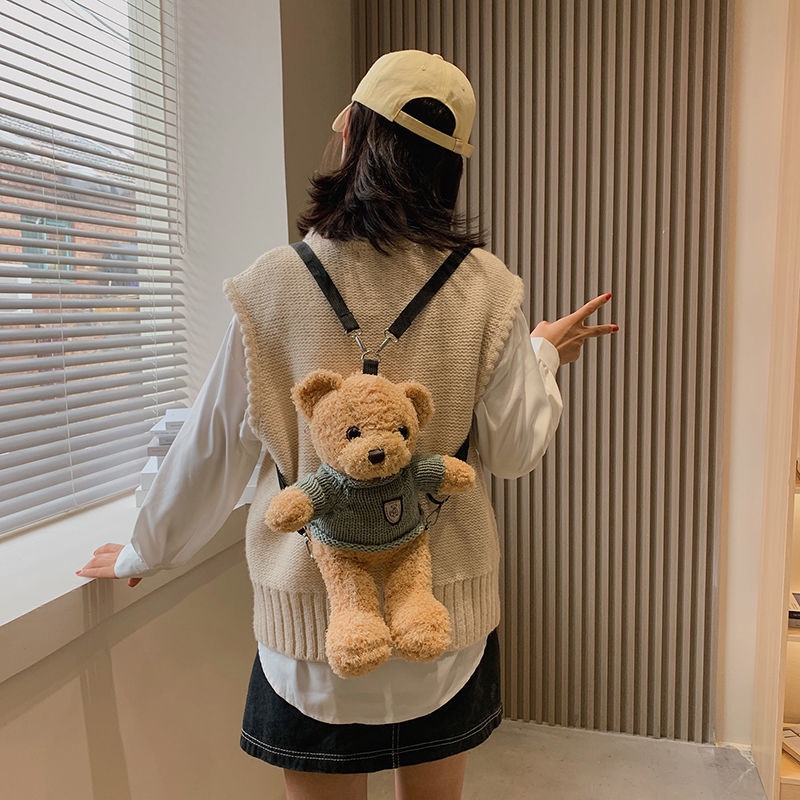 Ba Lô Lông Nhung. Balo Đi Học Hình Gấu Bông Dễ Thương Cho Bé Gái