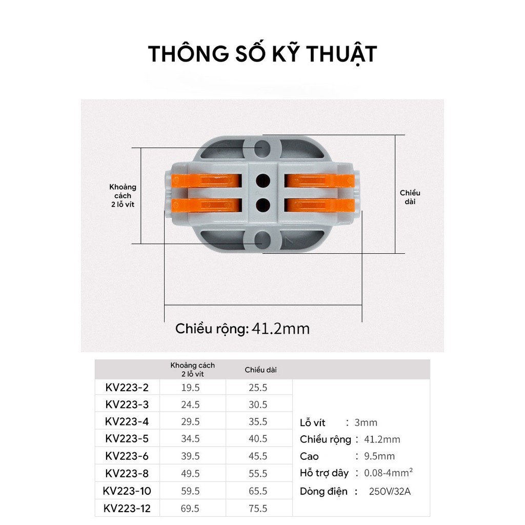 Cút nối dây điện nhanh KV223