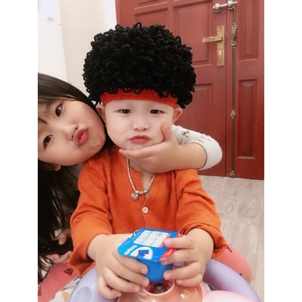 Mũ len tóc xù cho bé