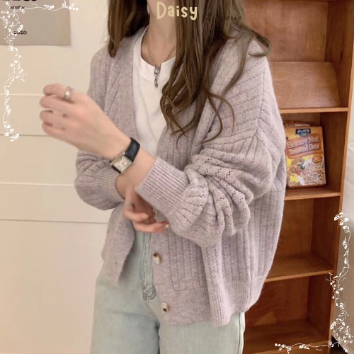 [SP Tốt,Hỏa Tốc] Áo Khoác Cardigan Len Áo Len Trơn Gân Form Rộng Phong Cách Hàn Quốc - Mã AOL015
