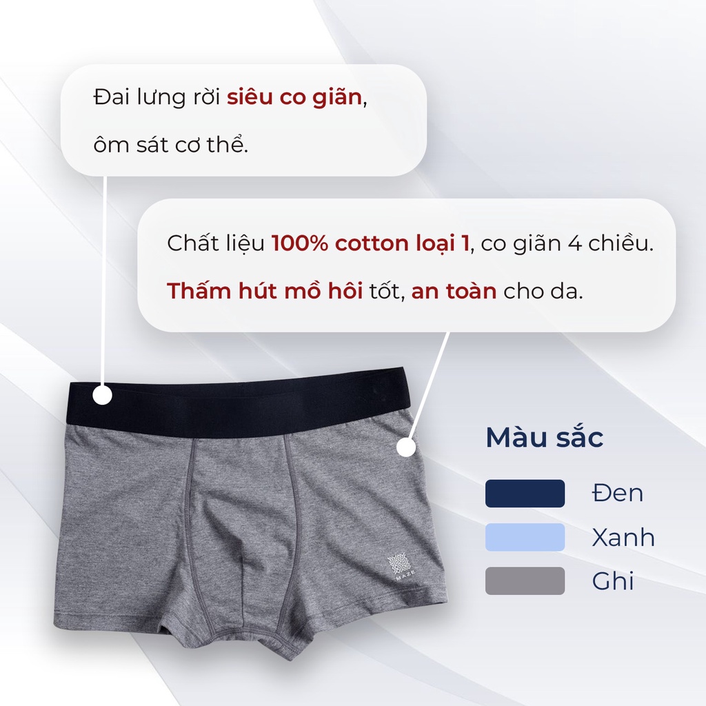 Quần lót nam DUVA boxer vải cotton mềm mịn, thông thoáng, an toàn cho da BX01