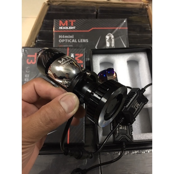 Đèn pha led bi cầu mini T3 chân H4, 50W có trợ pha