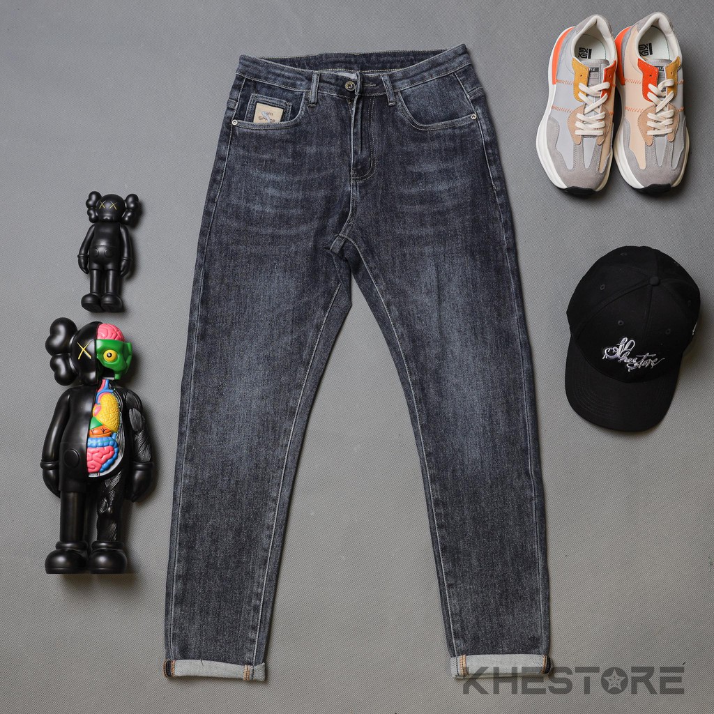 Quần Jeans Nam Khestore 7806 , Jeans Trơn Xanh Phong Cách Hàn Quốc Siêu Co Dãn