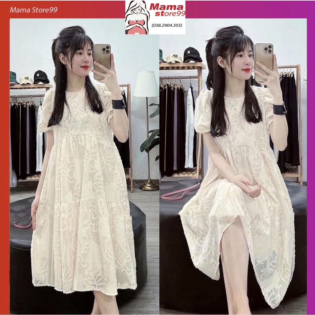 Váy Bầu Mùa Hè, Đầm Bầu Thiết Kế Công Sở Tay Ngắn Dáng Suông Chất Voan 2 Lớp Mềm Mát Xinh Xắn HN0229 Mama Store99