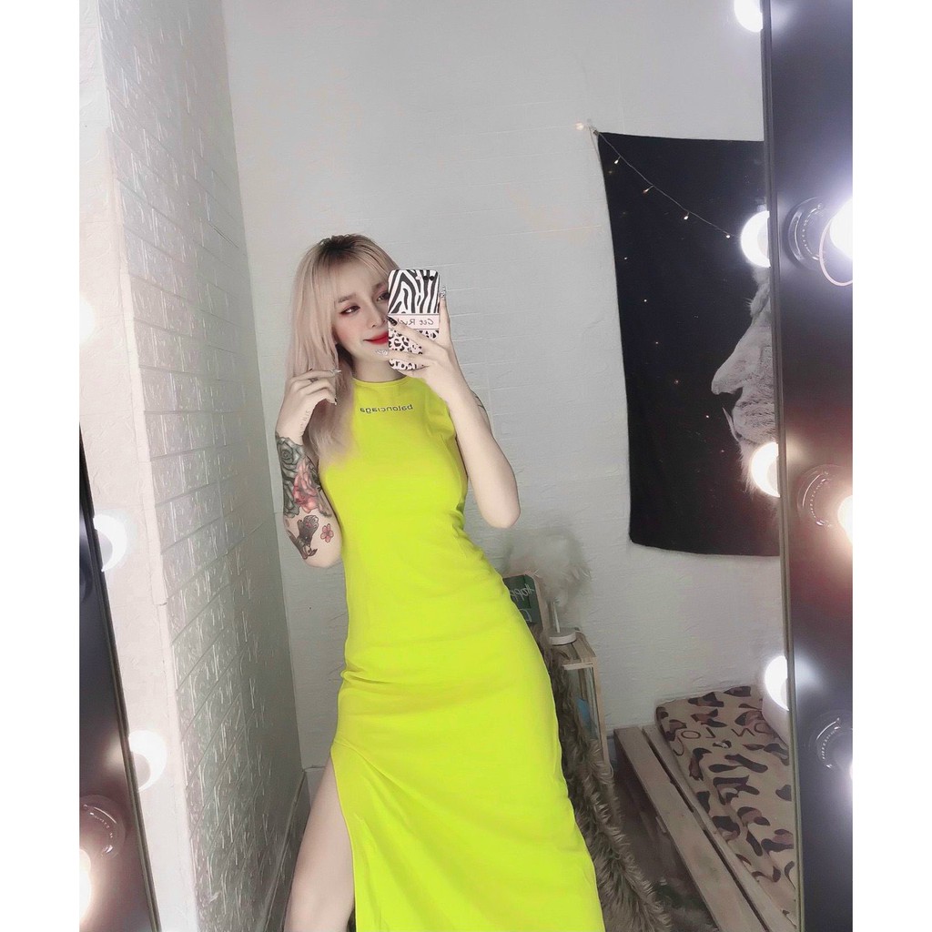 Đầm ba lỗ xẻ tà hot hit baa len thun bozip mềm | BigBuy360 - bigbuy360.vn