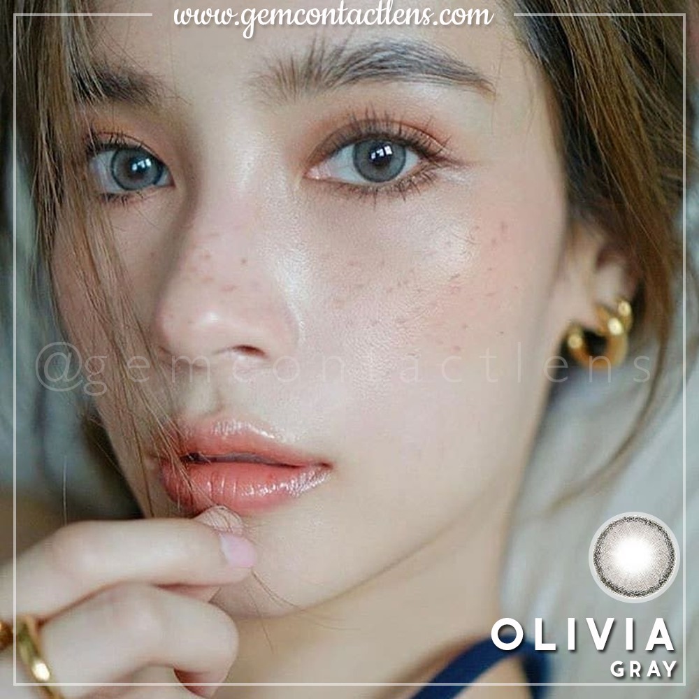 Áp Tròng OLIVIA GRAY Ẩm Cao 55% HSD6Tháng Lens Xám Tây Tự nhiên Không Giãn Viền Mỏng Hottrend Đủ Độ Có Lệch Mắt Nhạy Cảm