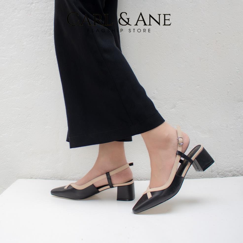 Carl & Ane - Giày cao gót kiểu dáng bít mũi phối dây đơn giản màu đen _ CL009 g