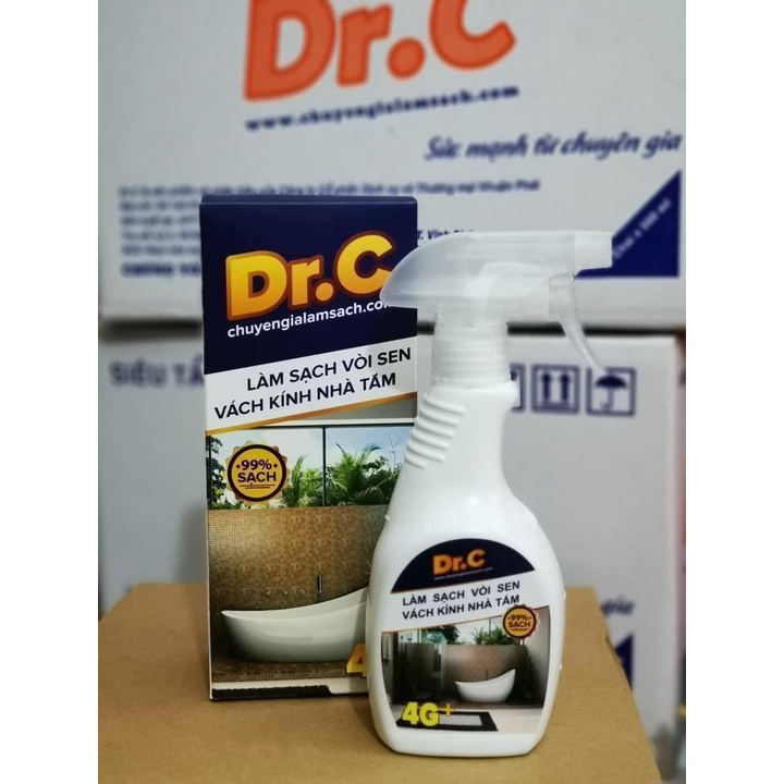 [Tặng 01 chổi cọ] Nước tẩy cặn canxi, làm sạch vòi sen, bồn rửa bát, vách kính nhà tắm Dr.C Chính Hãng