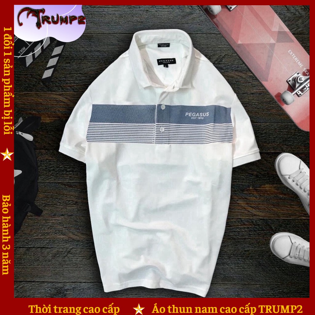 Áo Thun Nam Có Cổ 💝Giống Hình 100%💝 Chất Vải Thun Cá Sấu Cao Cấp Co Dãn 4 Chiều - 3 Màu TRUMP2