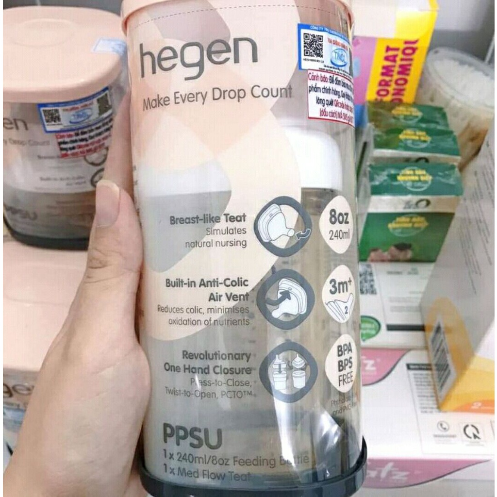 Bình sữa Hegen 60ml/150ml/240ml/330ml. Hỗ trợ đổi núm