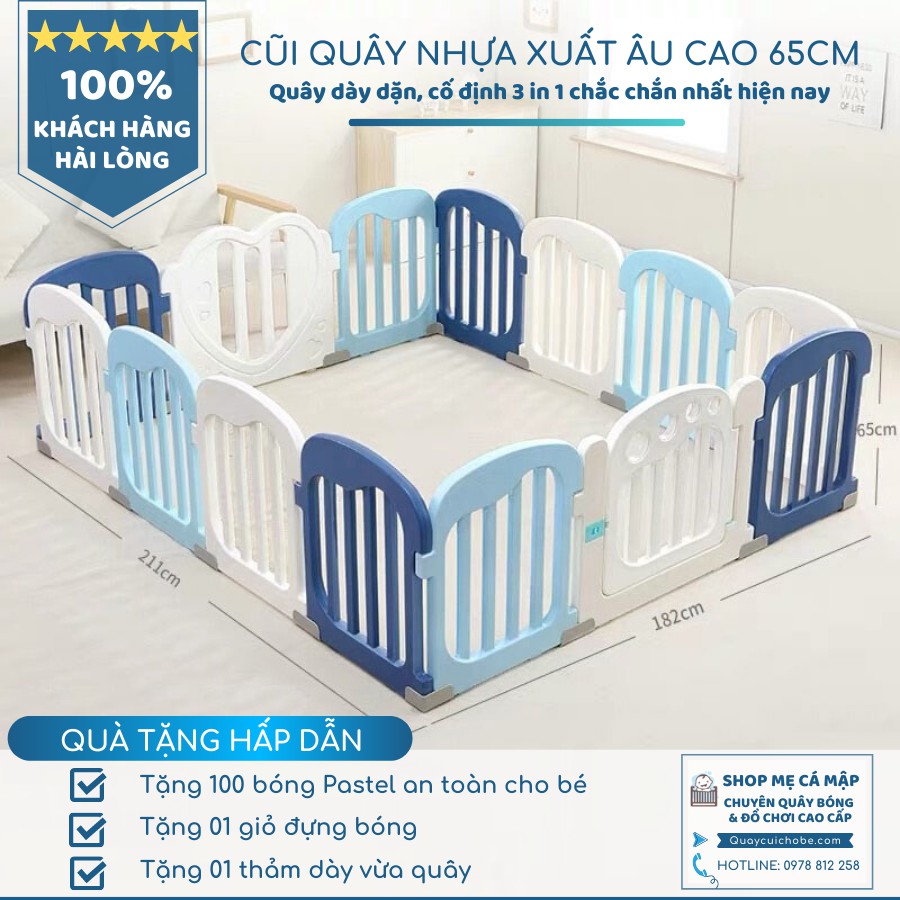 Quây cũi nhựa cao 65cm tặng THẢM DÀY và 100 BÓNG