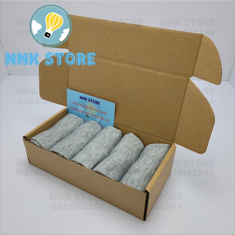 Hộp 5 đôi vớ / tất nam cổ ngắn NNK xuất khẩu chất lượng cao, nhiều lựa chọn màu