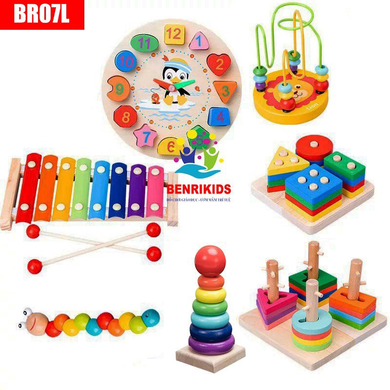 Đồ Chơi Gỗ Thông Minh Rèn Luyện Tư Duy Trí Não Và Các Kỹ Năng Cơ Bản Cho Trẻ Từ 0-6 Tuổi BR07L