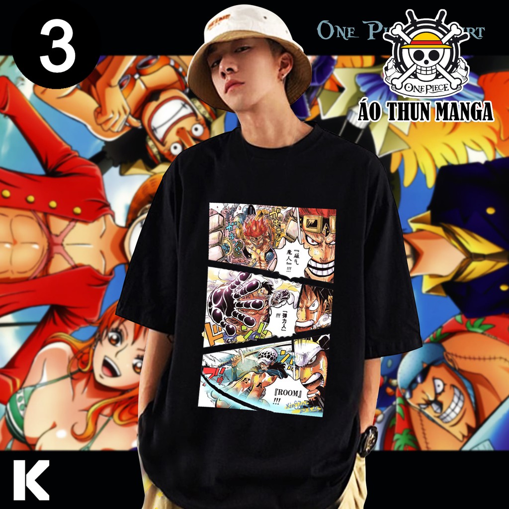 ⚡️FREESHIP⚡️Áo Thun In Hình Luffy và Băng Hải Tặc Mũ Rơm màu đen Cực Đẹp - Áo Thun Manga - One Piece